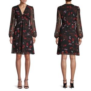 Diane Von Furstenberg Kala Chiffon Long-Sleeve Dress in Multicolor